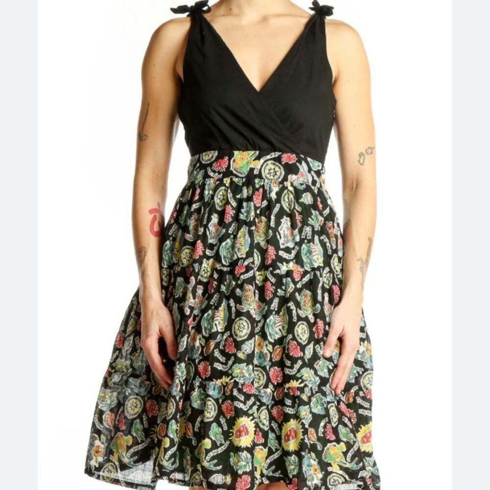 Anthropologie Maeve Dress 4 XS Black Green Sundress Halter Top Altared